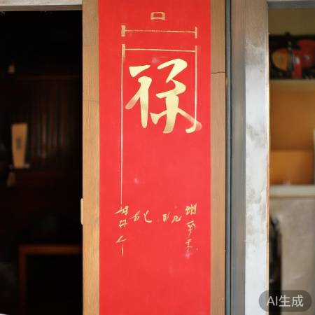 门上福字，福气左来，传统讲究。