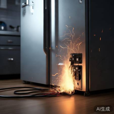 冰箱插头短路,隐患重重。
