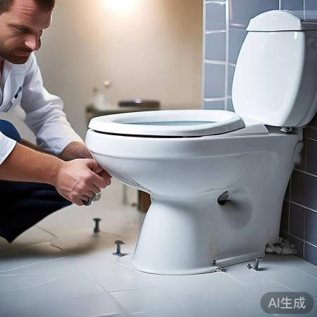 马桶底部螺丝孔，固定勿过猛。