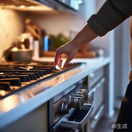 燃气灶点火先开阀，异常关阀通风