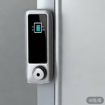 指纹锁关机显示电量，常见设计。