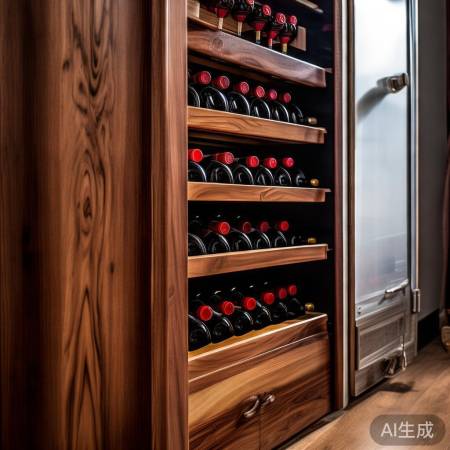 新购实木红酒柜,深棕高贵温馨。