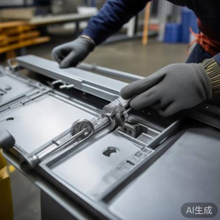 安装消毒柜滑轮,确保平行固定。