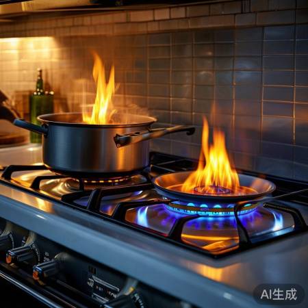 双灶猛火灶烫伤风险高，噪音大，