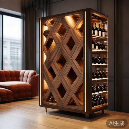 实木红酒柜菱形设计解析