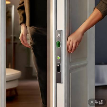 指纹开锁入家门,关门确保锁紧闭