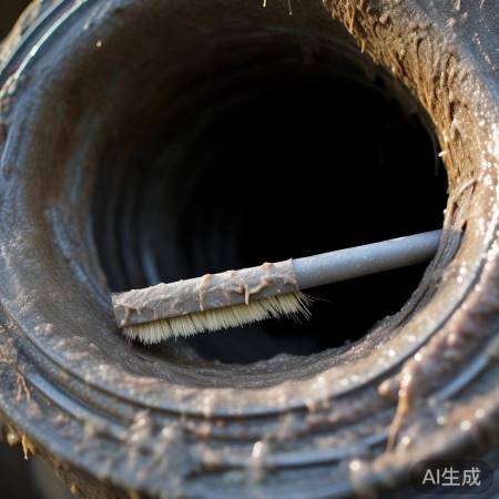 刷子清洁排污口内胆污垢。