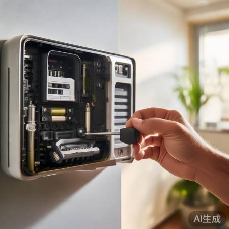 壁挂炉电池盒易换，安全为重。